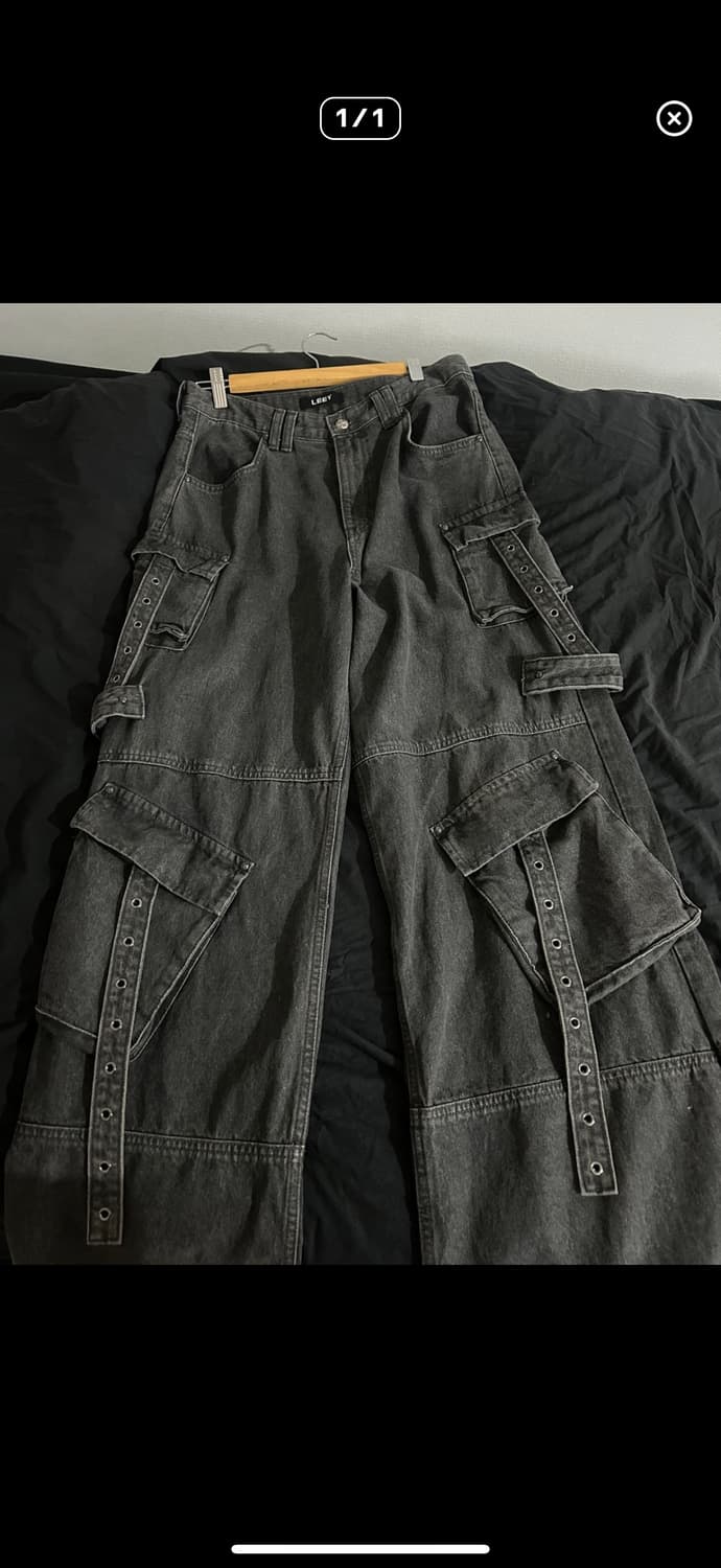 Leey yeel 카고 스트랩 와이드 데님 팬츠 1사이즈 엘이이와이 상품이미지4