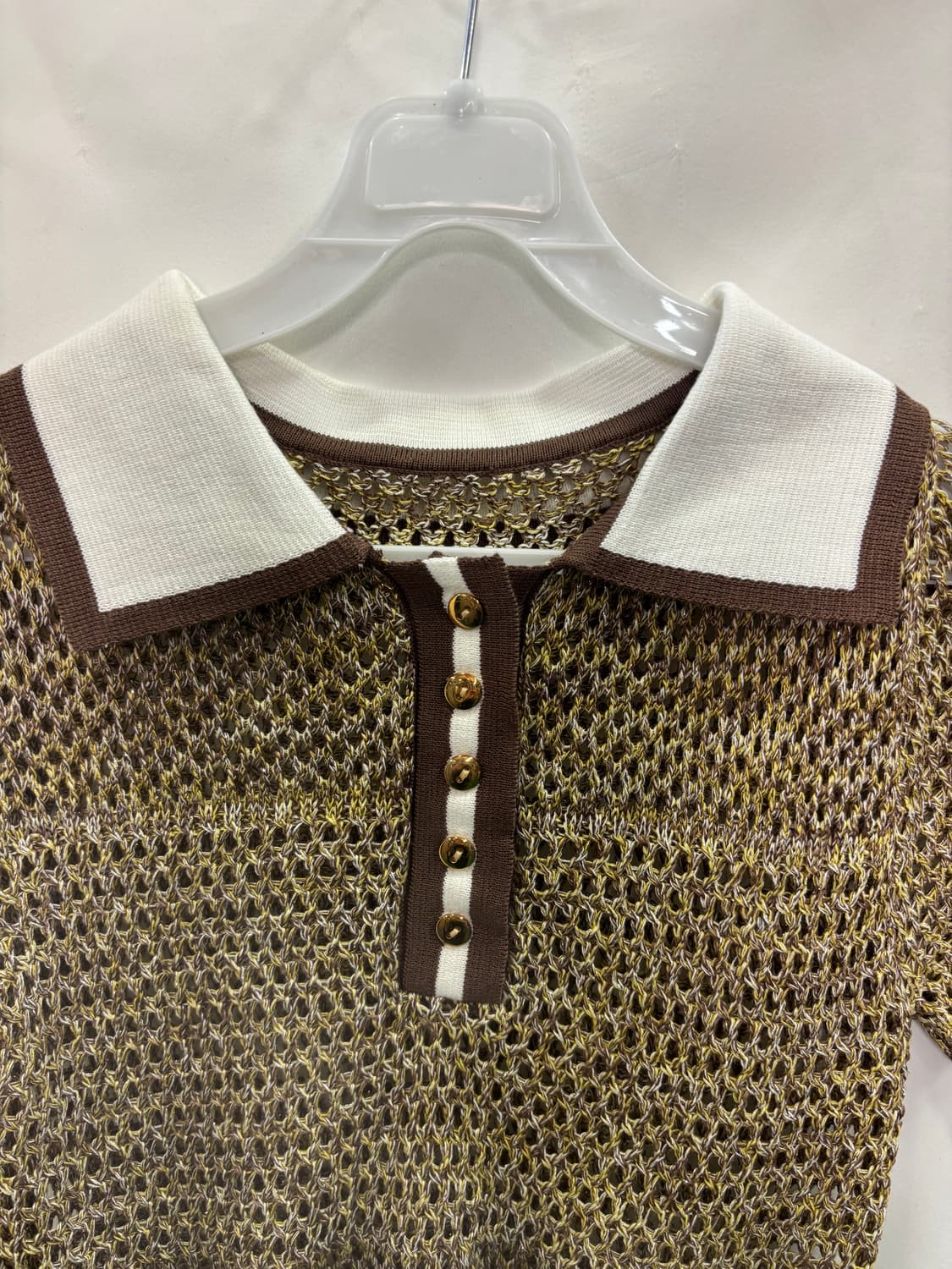 배색 카라 스카시 반팔 니트 상품이미지2