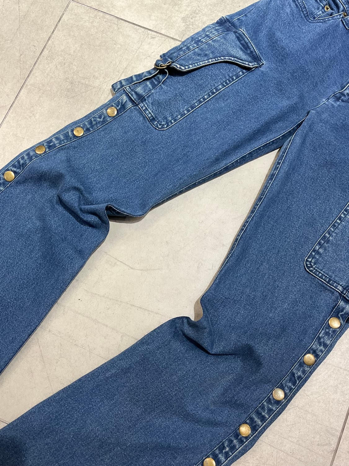 일본 빈티지 카고 스냅버튼 부츠컷 데님 팬츠 상품이미지4