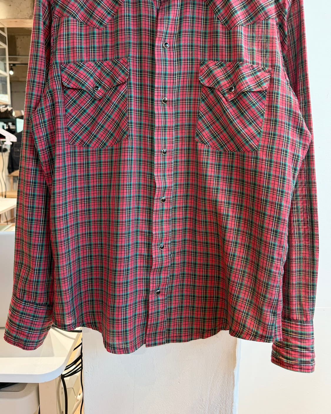 팬핸들 슬림 레드 체크 웨스턴 셔츠  상품이미지6