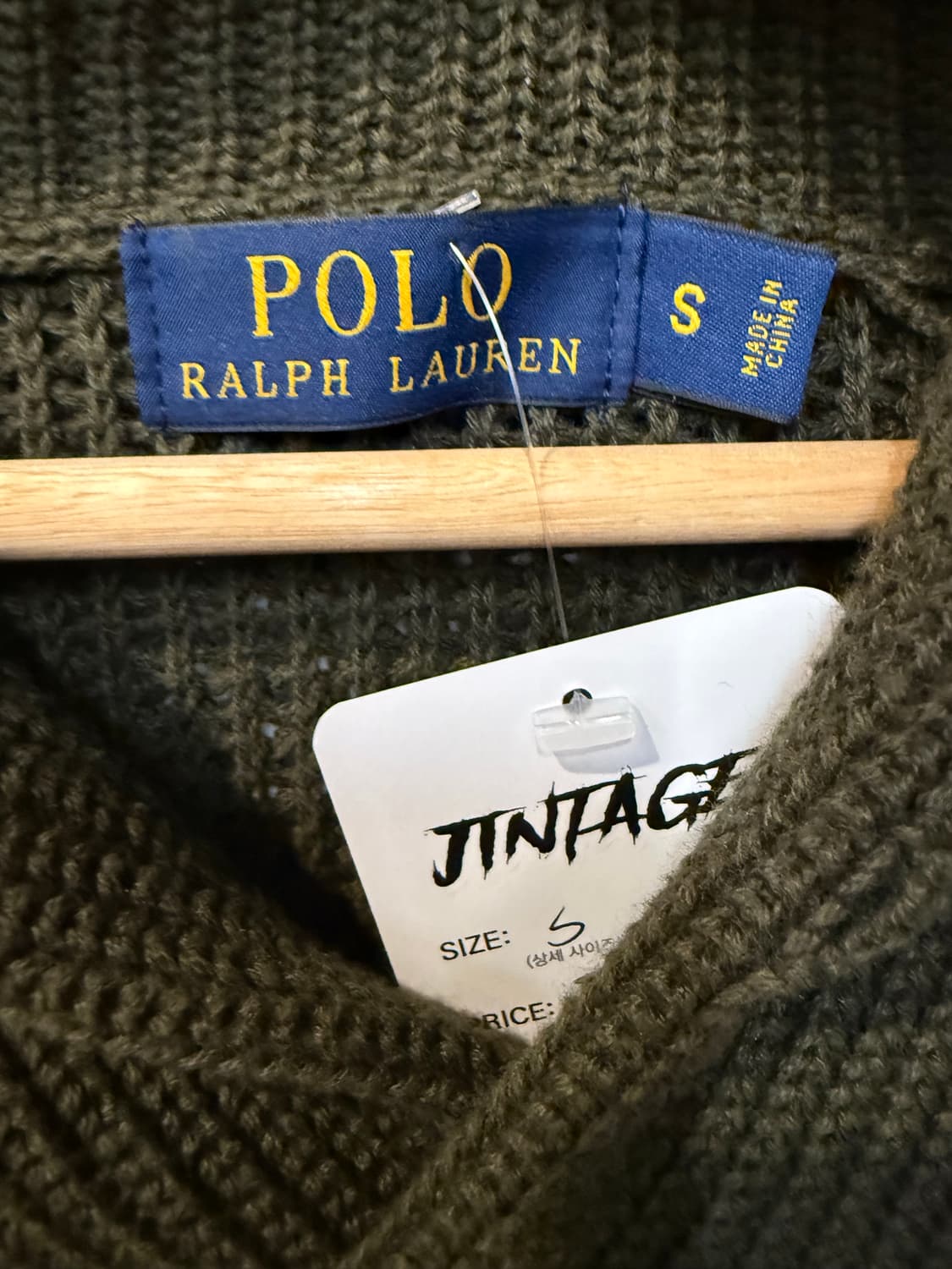 폴로 카키 하이넥 니트 상품이미지3