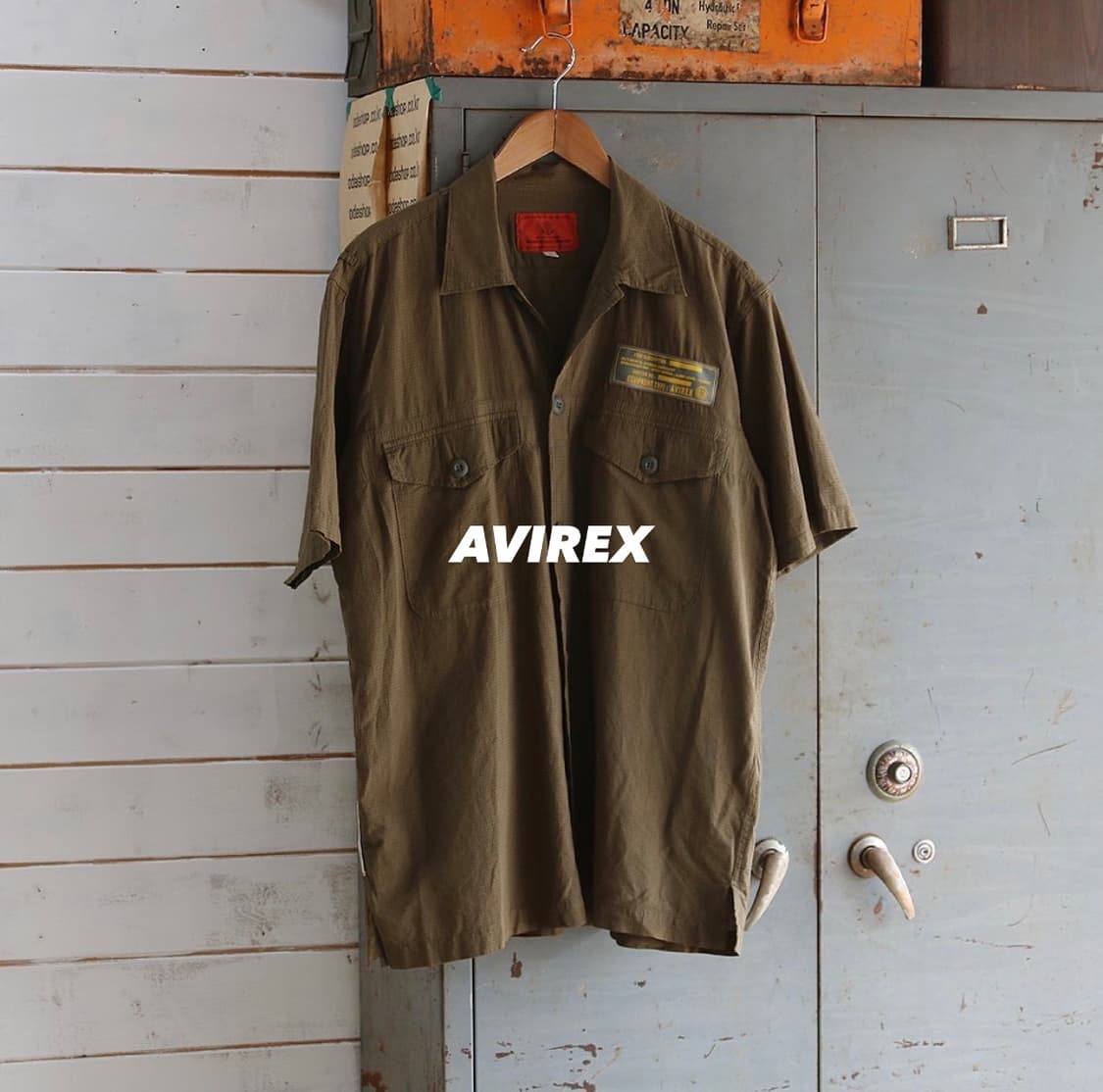 (착용컷) 아비렉스 avirex 립스탑 반팔 셔츠 상품이미지1