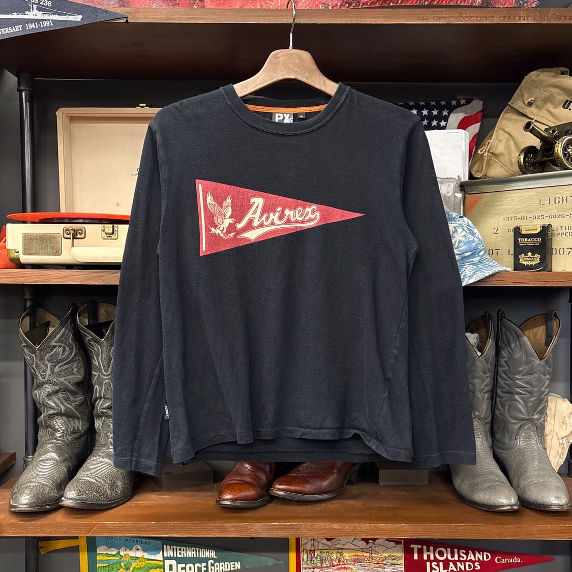 00s 아비렉스 P.X 아카이브 OG라벨 이글 프린팅 롱슬리브 N1264 상품이미지1