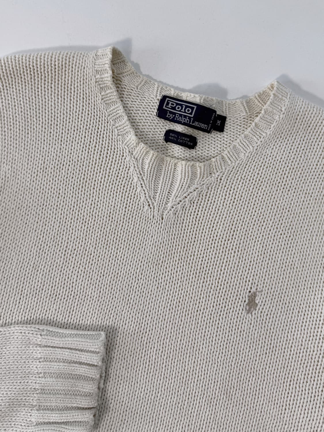 폴로 랄프로렌 90‘s 루즈핏 크림 아이보리 린넨 코튼 니트 상품이미지4