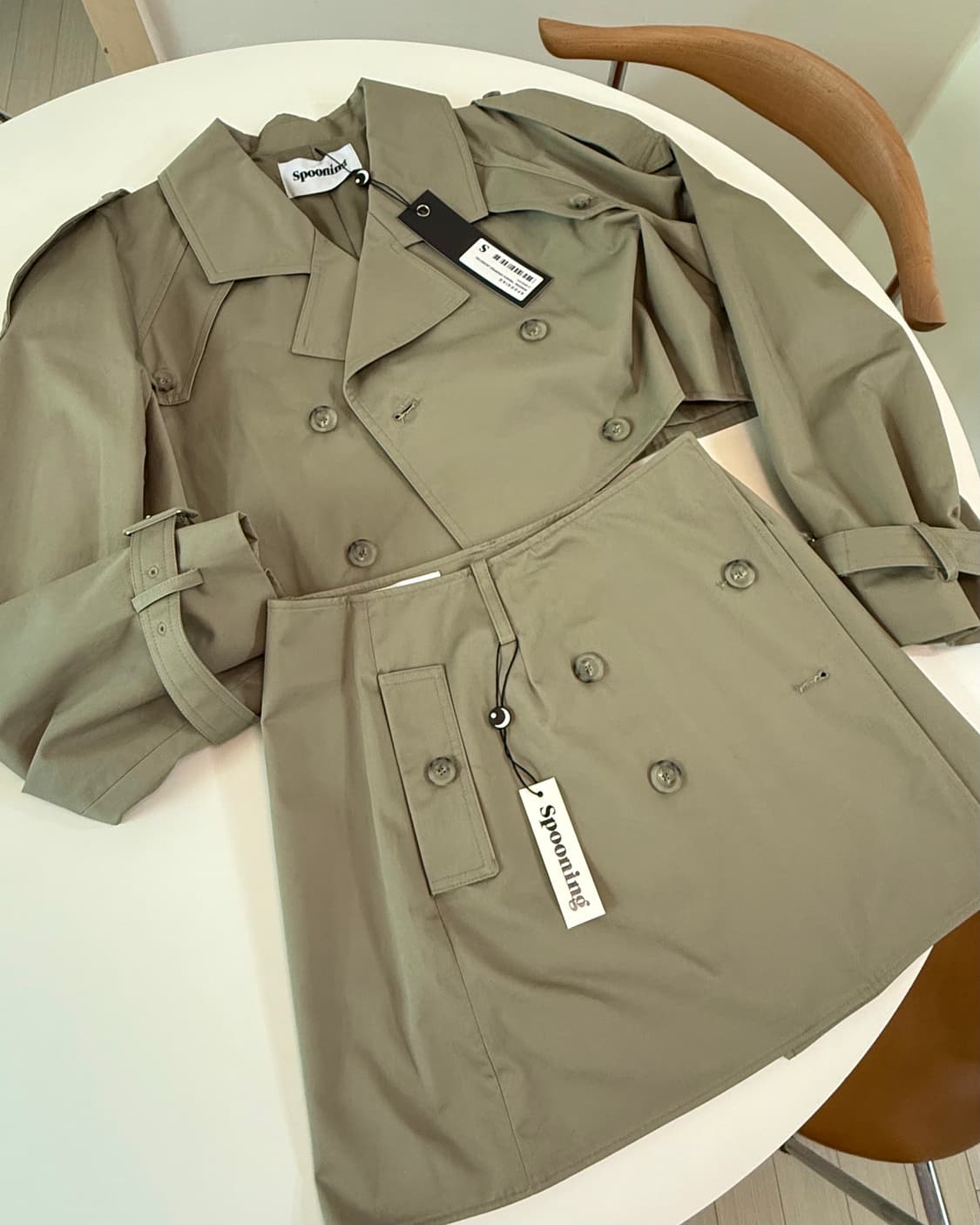 글로니 스푸닝 트렌치 자켓 스커트 셋업 새상품 상품이미지4