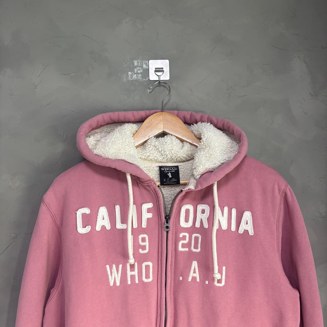 후아유 양털 후드집업 핑크 상품이미지2