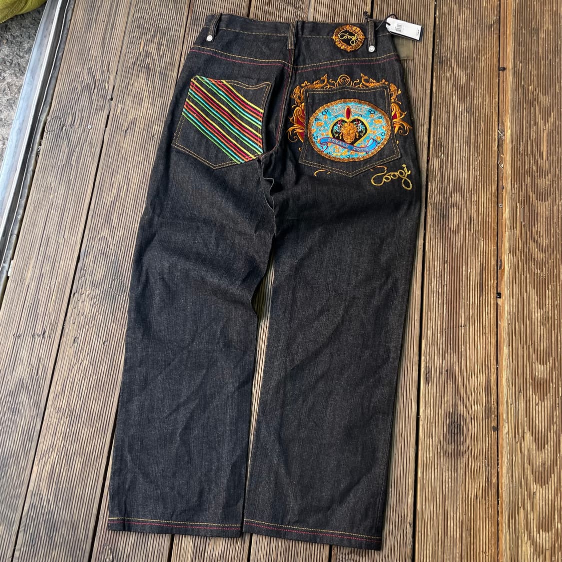 쿠지 자수 흑청 데님팬츠 상품이미지3