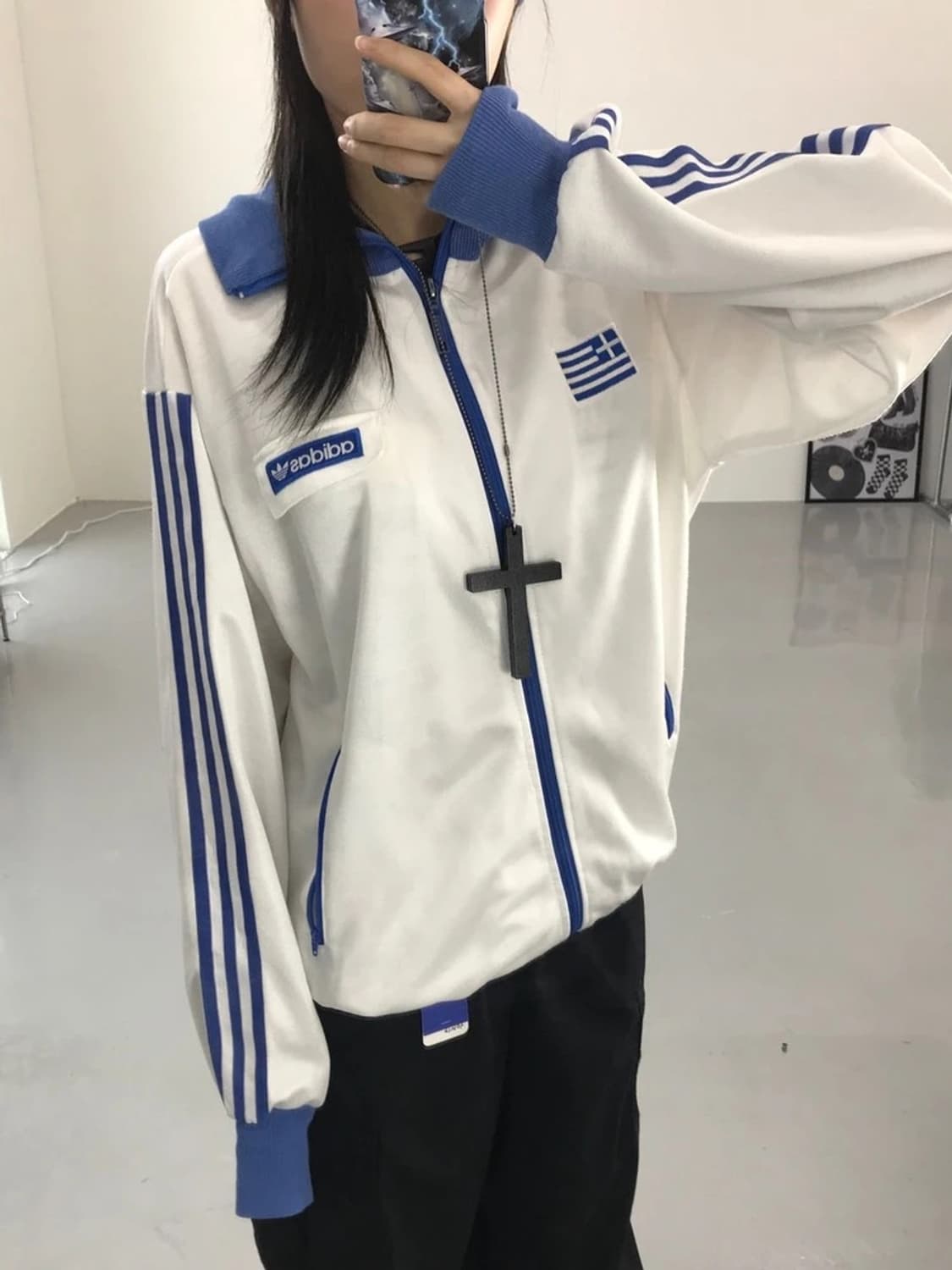 아디다스 그리스 트랙탑 져지 화이트 블루  상품이미지3