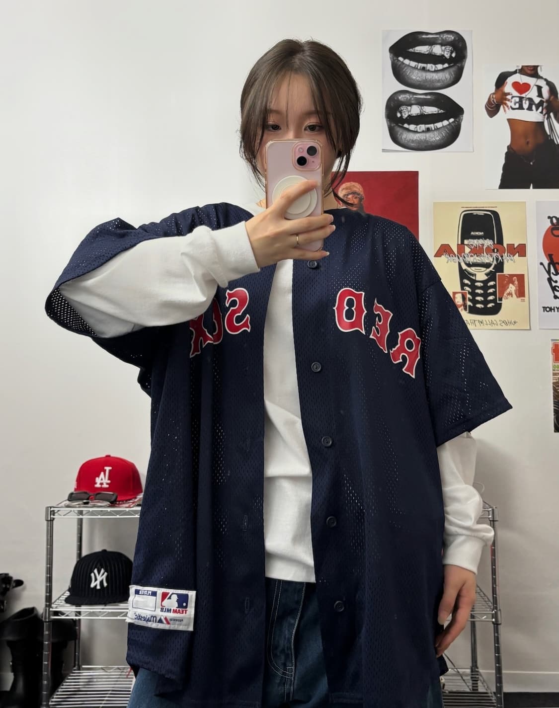 마제스틱 00s 레드삭스 메쉬 베이스볼 저지 상품이미지2