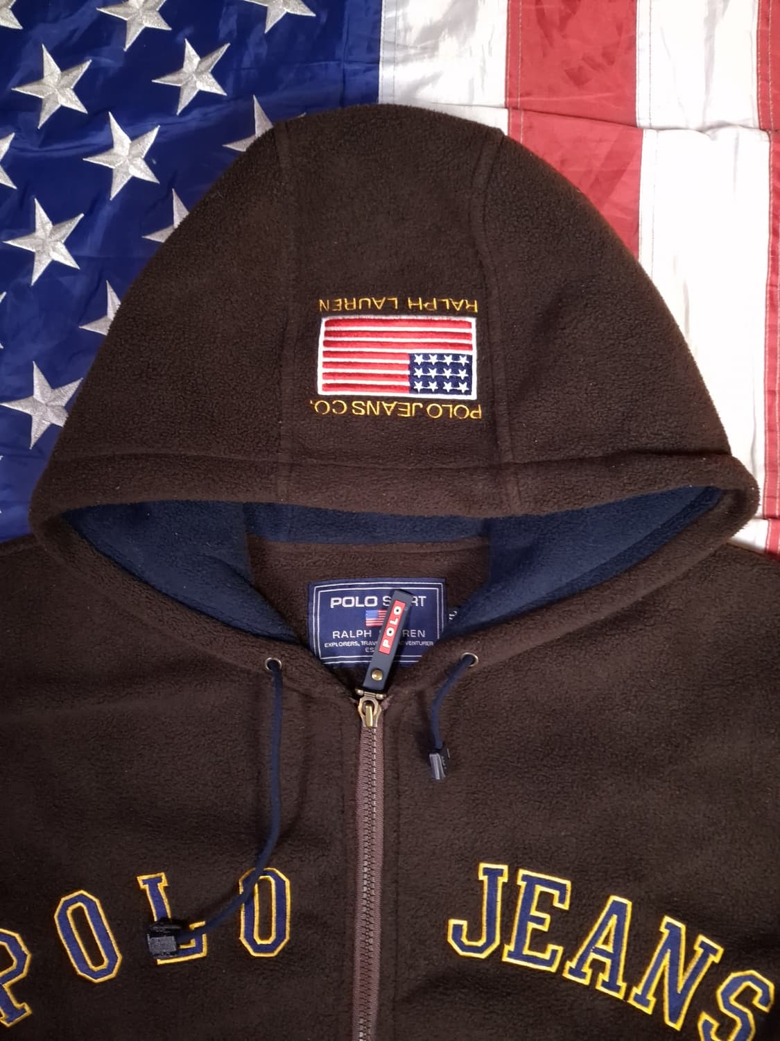 90's 오리지날 랄프로렌폴로 진스 빅로고 후드 후리스자켓 상품이미지5