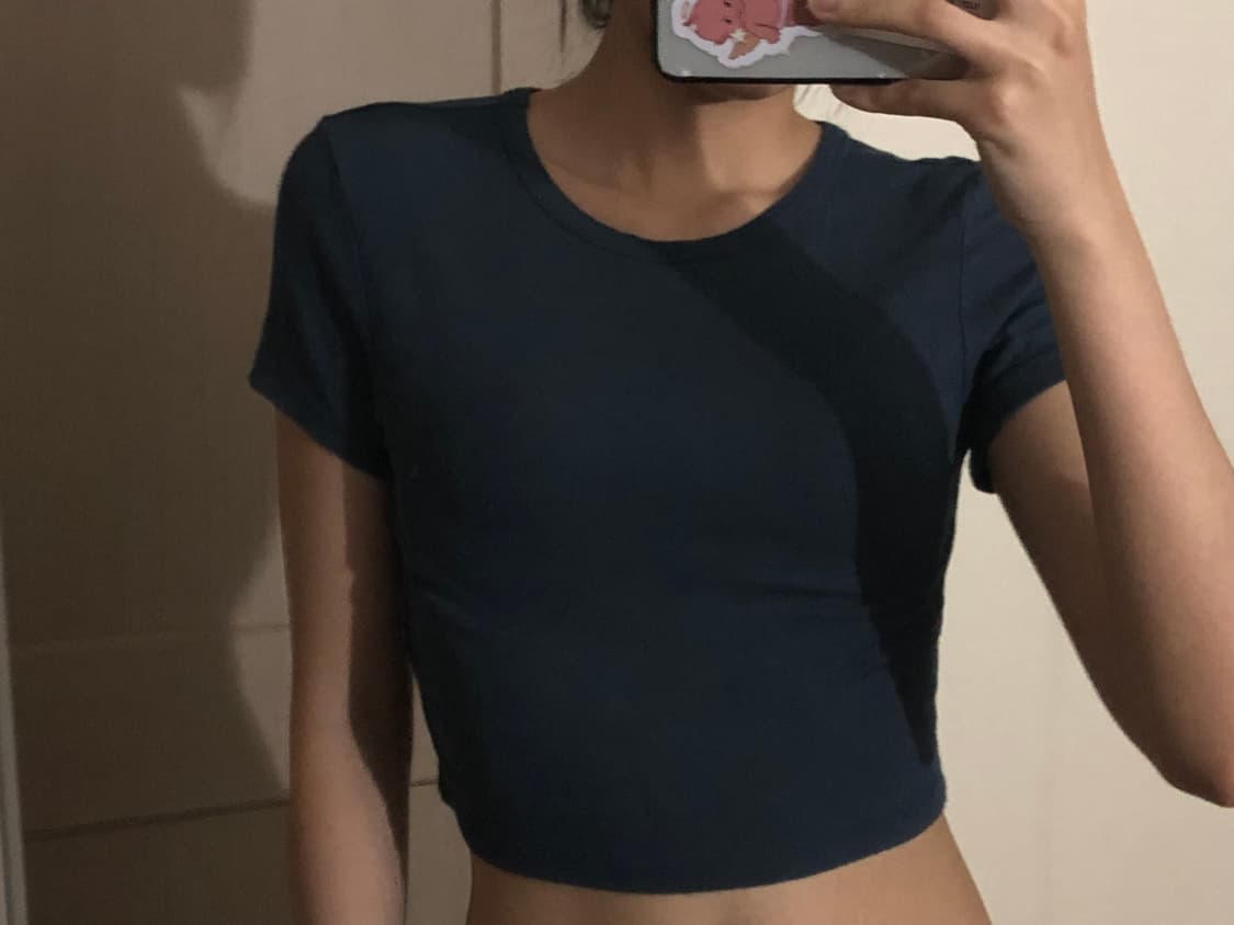 자라 크롭 반팔티 네이비 상품이미지2