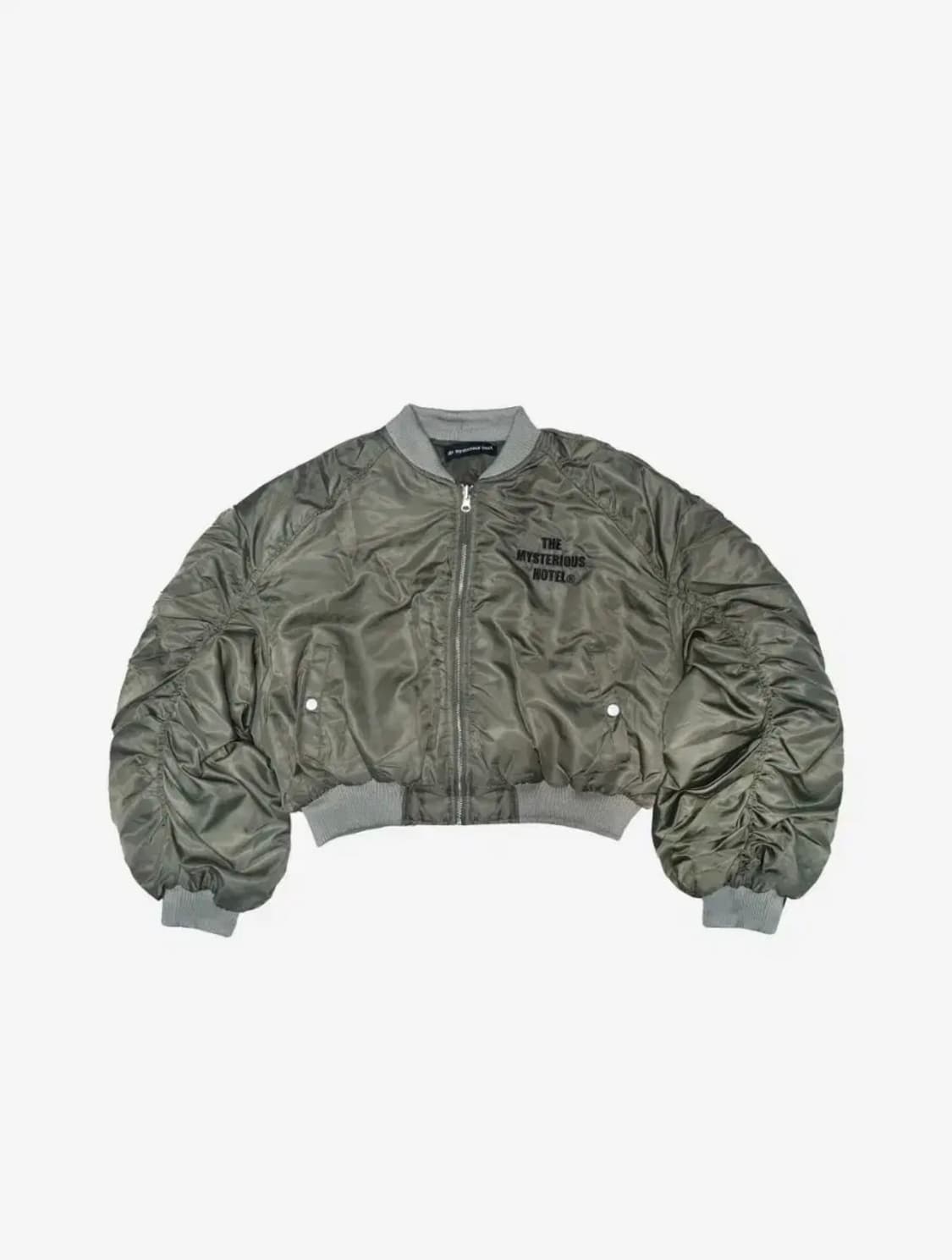 하루만)미스테리어스호텔 크롭 항공점퍼 카키 상품이미지1