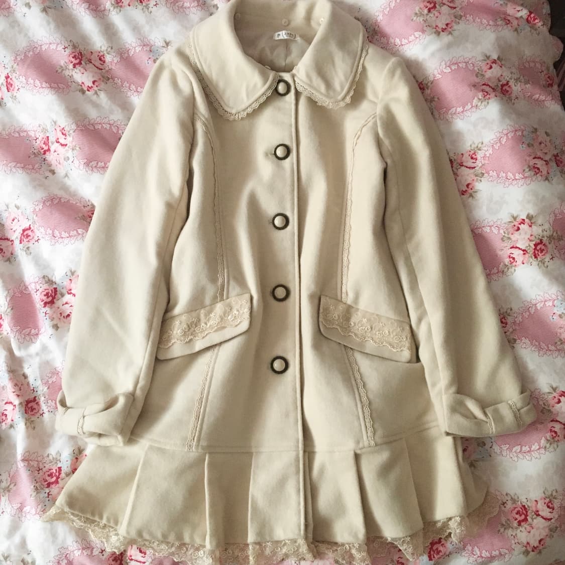 빈티지 엑시즈팜 라떼갸루 레이스 퍼 코트 빈티지 모리걸 상품이미지1