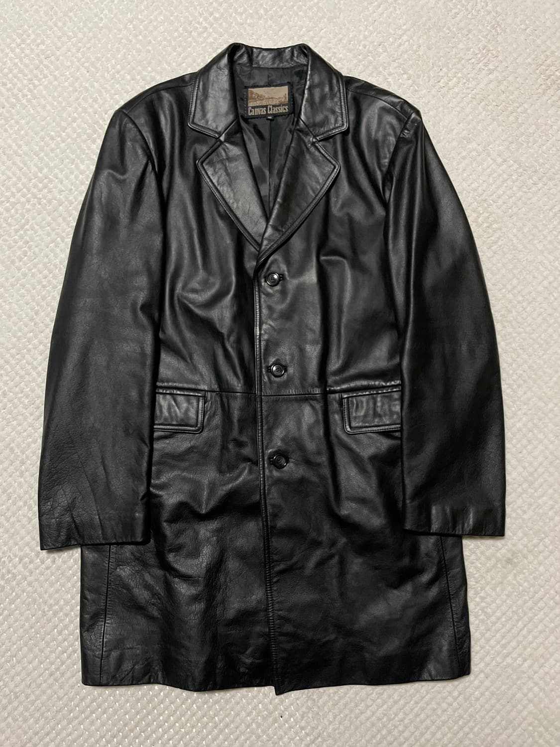 웨스턴 무드 카우하이드 3버튼 소가죽 레더 카 코트 상품이미지1