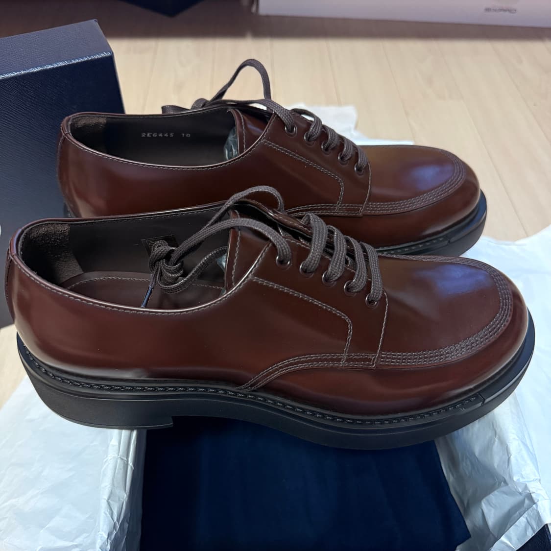 PRADA 프라다 더비 슈즈 (남성 구두) 브라운 상품이미지3