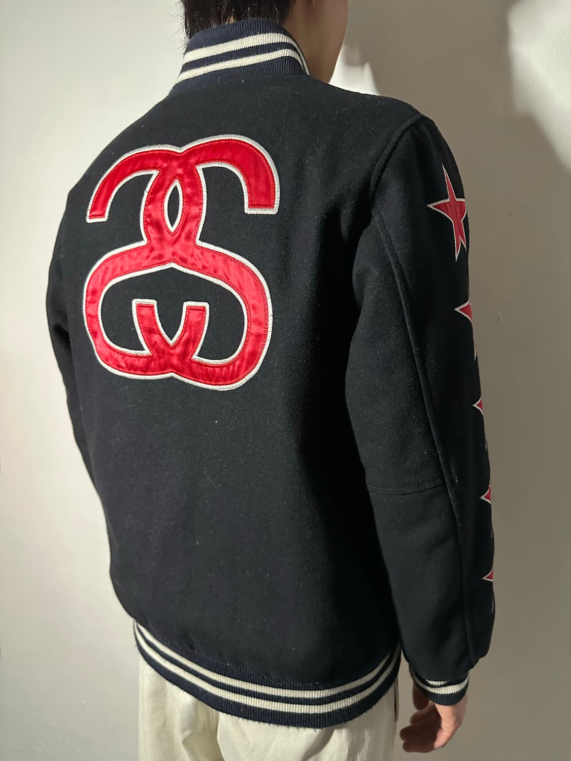 (90s) Stussy Rasta Lion Varsity Jacket 상품이미지3
