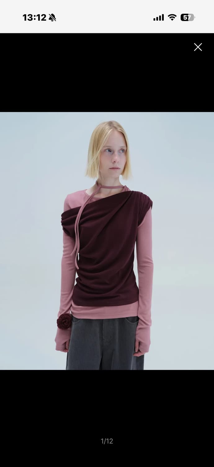 다이애그널 BRUSHED LAYERED TEE (pink) 상품이미지1