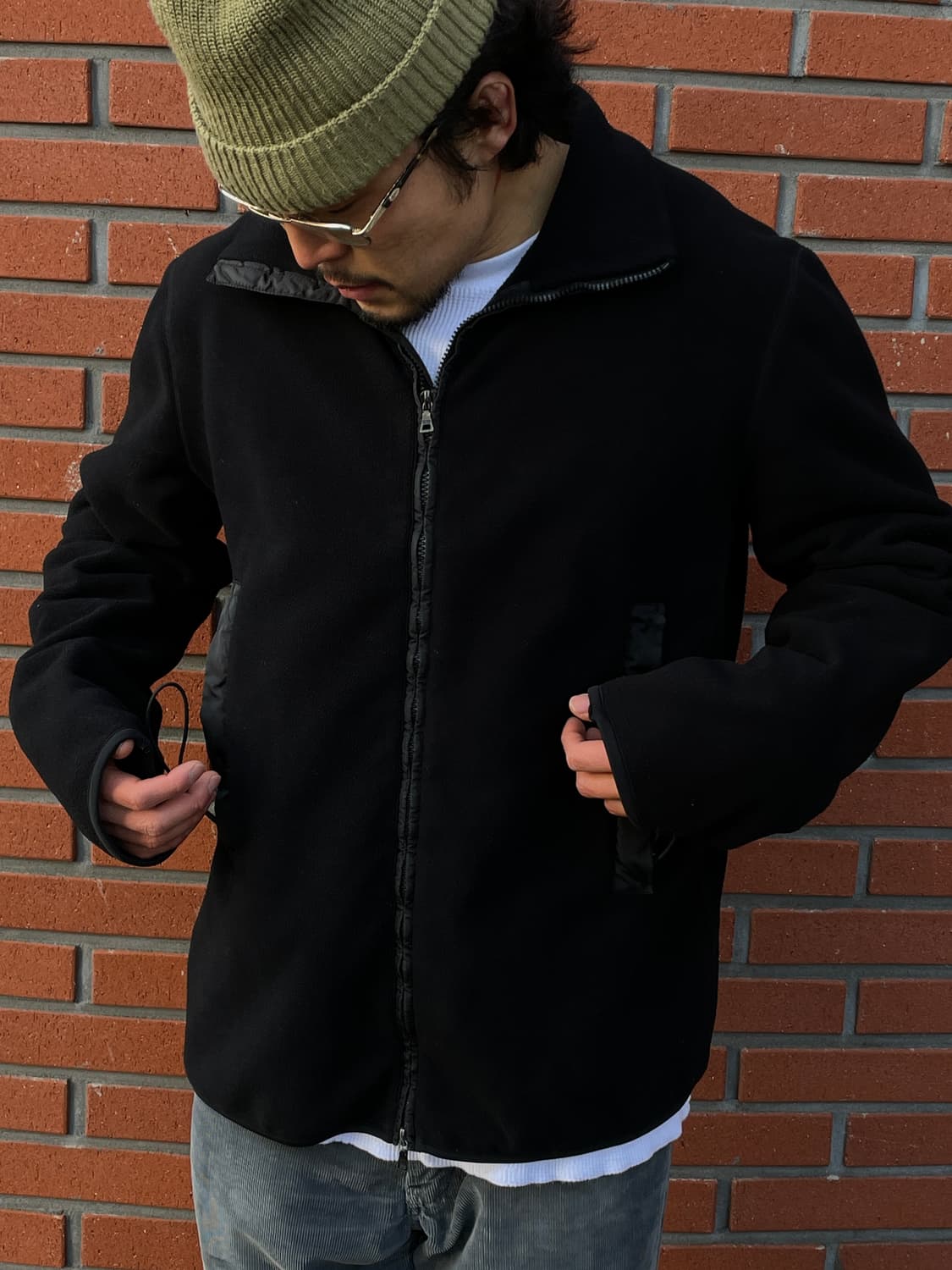 Rare!)00s Prada Sports Black Fleece Zip 상품이미지5