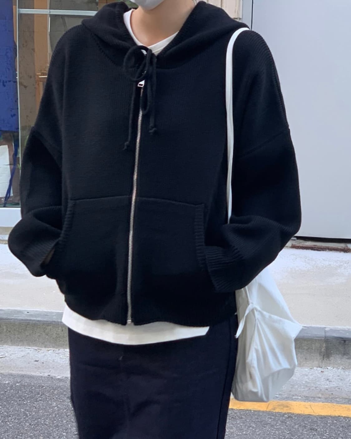 어리틀빗 tom hood knit zip up_블랙 상품이미지4