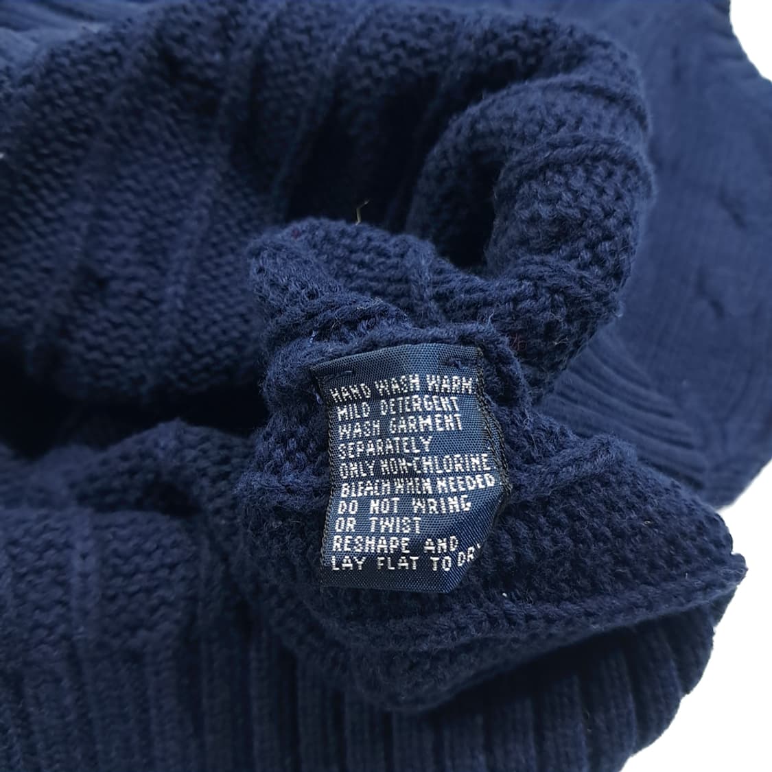CL579 XL 폴로 90s 홍콩판 엠블럼 케이블 네이비 조끼 니트 상품이미지5