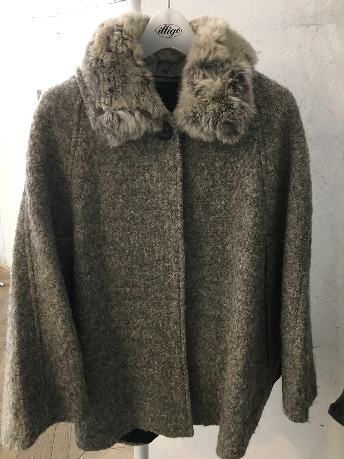 빈티지 퍼 케이프 코트 사와코 하프코트 털 상품이미지1