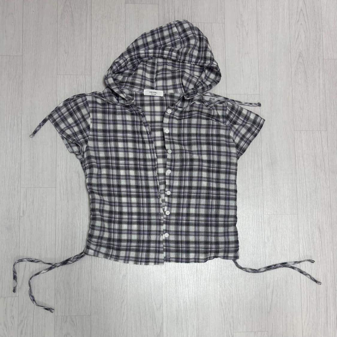 체크 후드 셔츠 상품이미지1