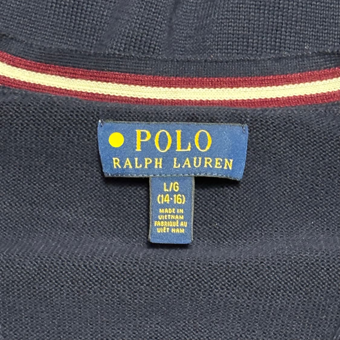 Polo Ralph Lauren 여성용 버건디포니 브이넥 네이비 가디건 상품이미지3