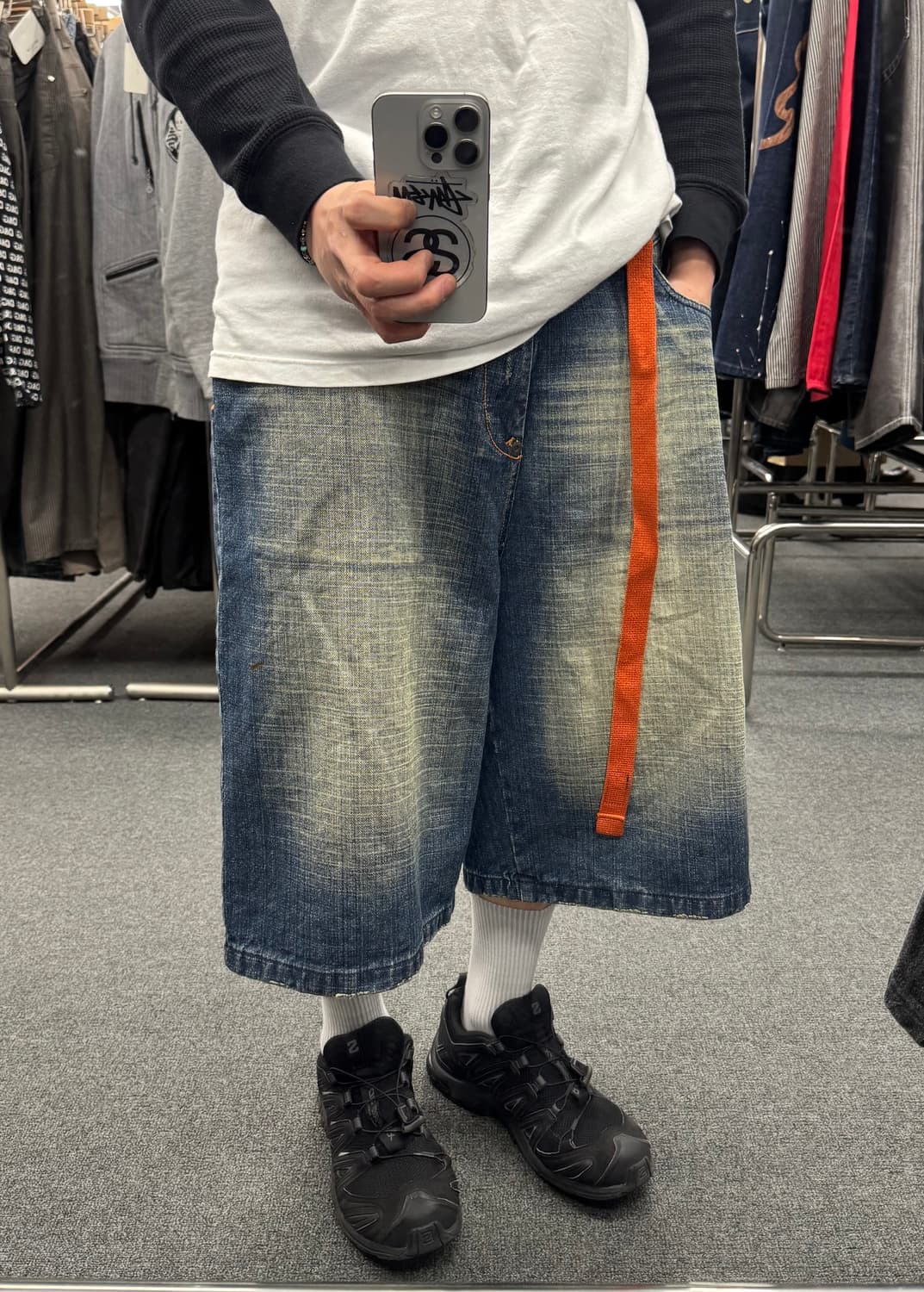 36)Akademiks 빈티지 패치 자수 버뮤다 데님팬츠 상품이미지1