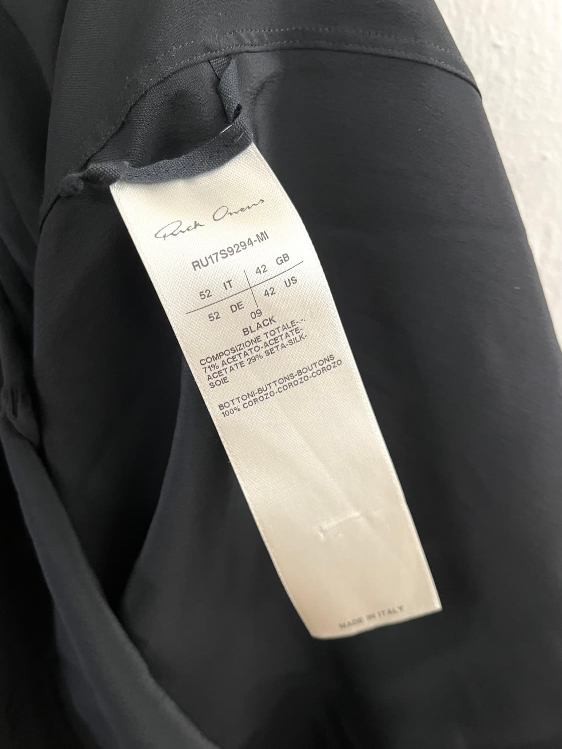 릭오웬스 2017SS 실크 오피스 셔츠 상품이미지4