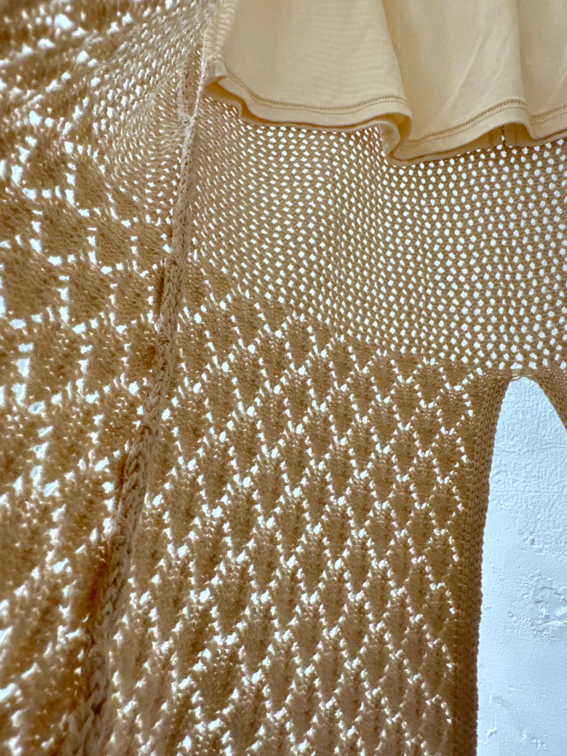 일본빈티지 아이보리 썸머 니트 레이스 짜임 밴딩 롱 스커트  상품이미지5