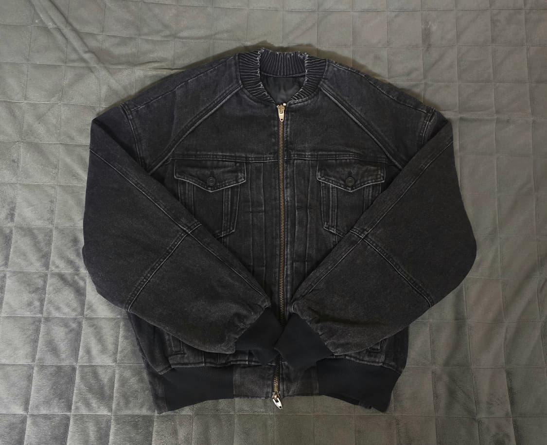 준지 흑청 데님 트러커 마원 MA-1 자켓 점퍼 46사이즈 상품이미지3