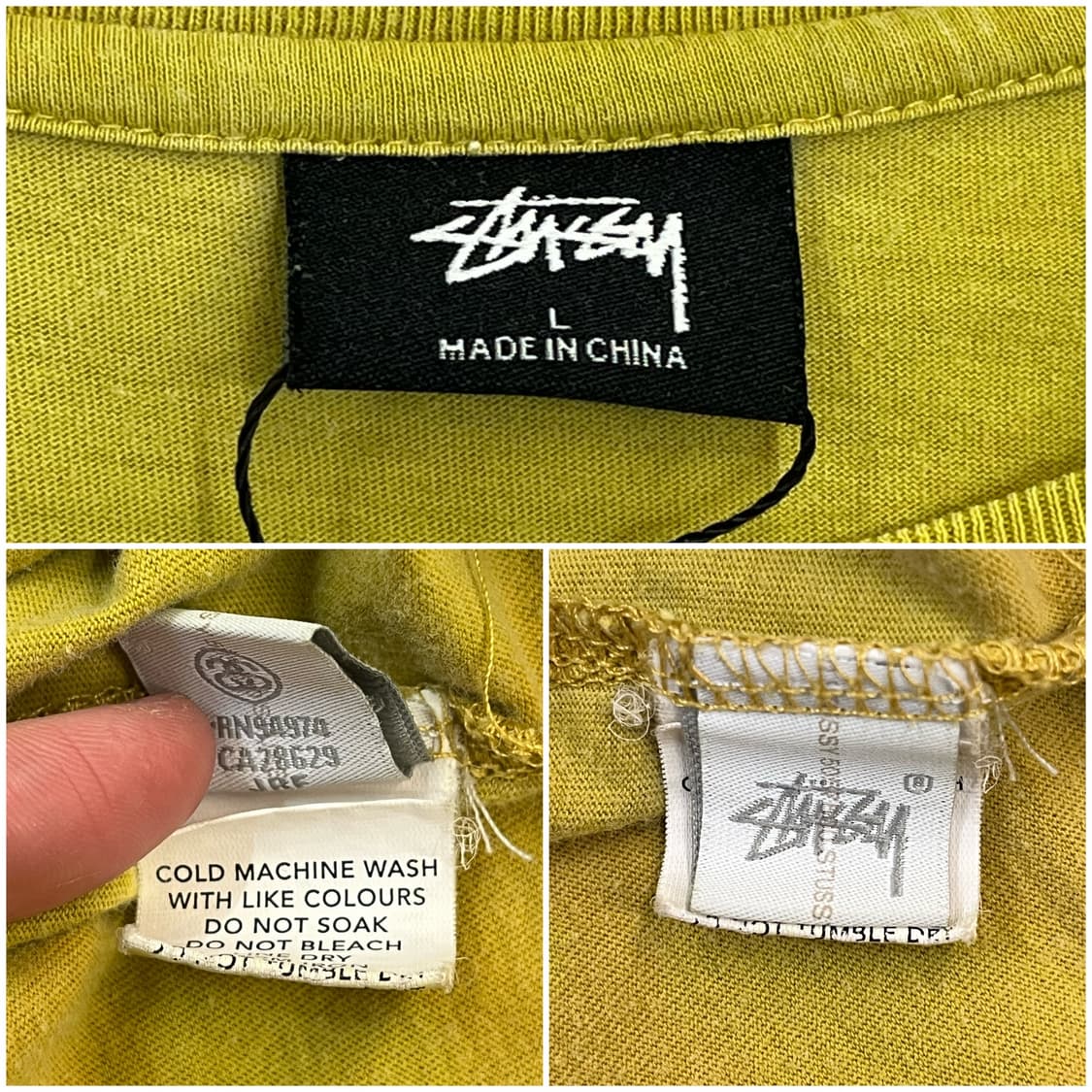 스투시 베이직 로고 반팔티 옐로우 L #csz3232 상품이미지3