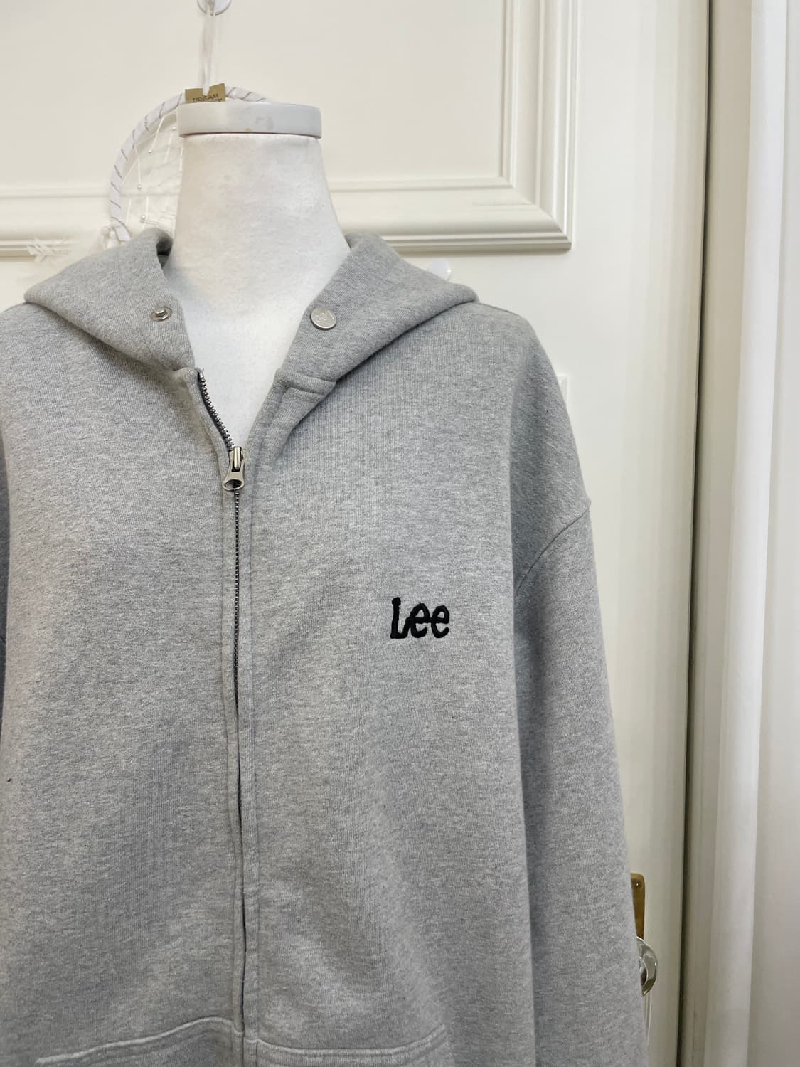 LEE gray basic long over hoode-zip 상품이미지6