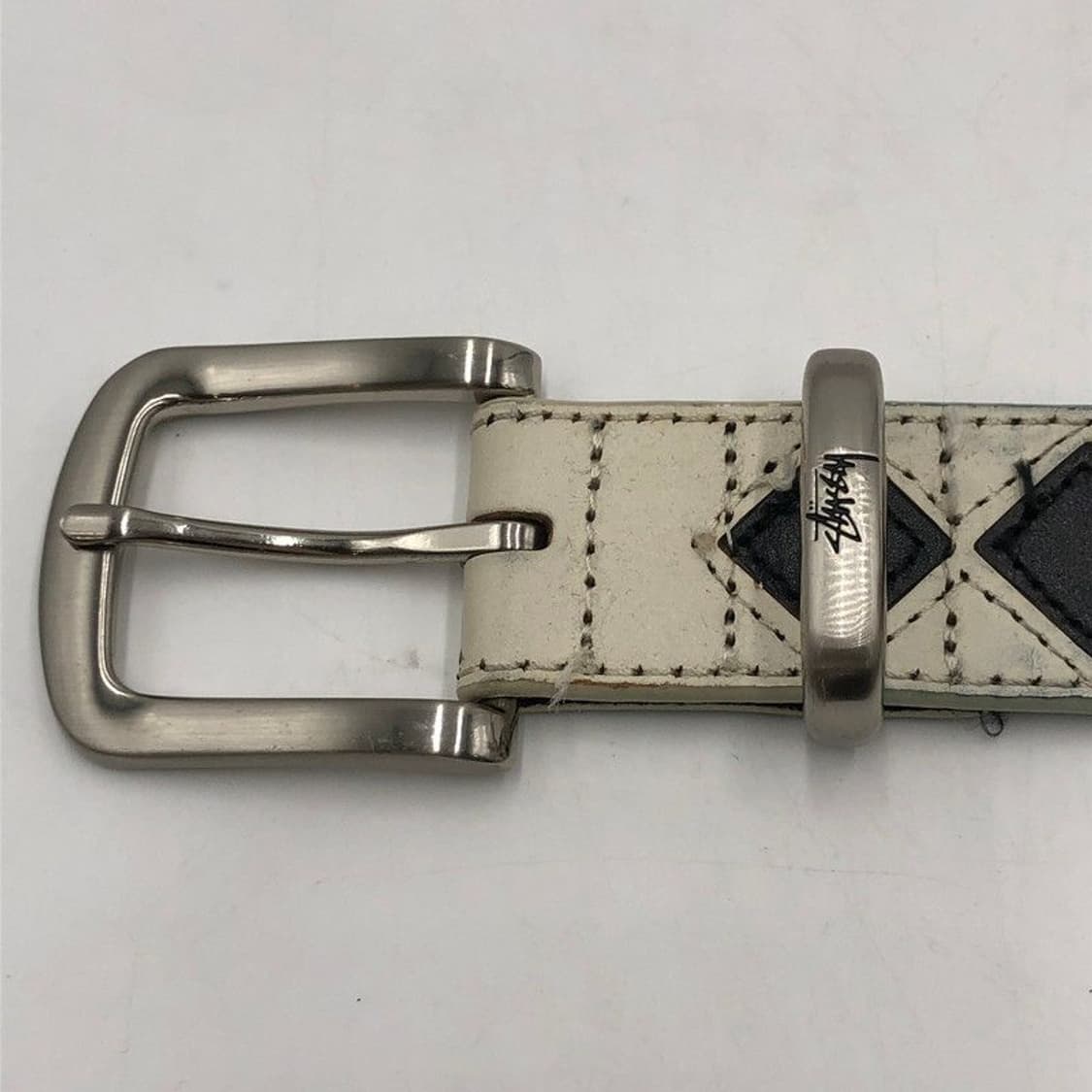 스투시 아가일 스티치 레더 벨트 크림 상품이미지2