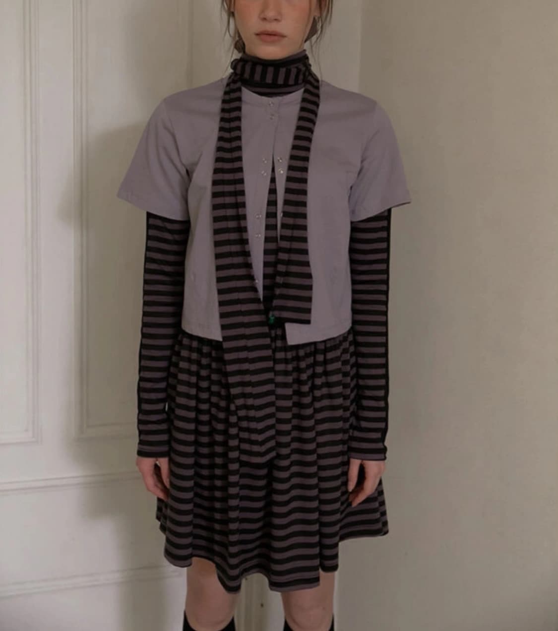 오늘만 무배) 노컨텐츠 스트라이프 터틀넥 원피스 상품이미지2