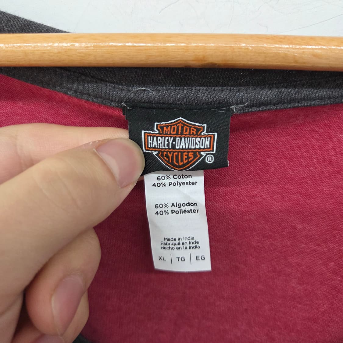 할리데이비슨 티셔츠 버건디 여성XL 상품이미지3