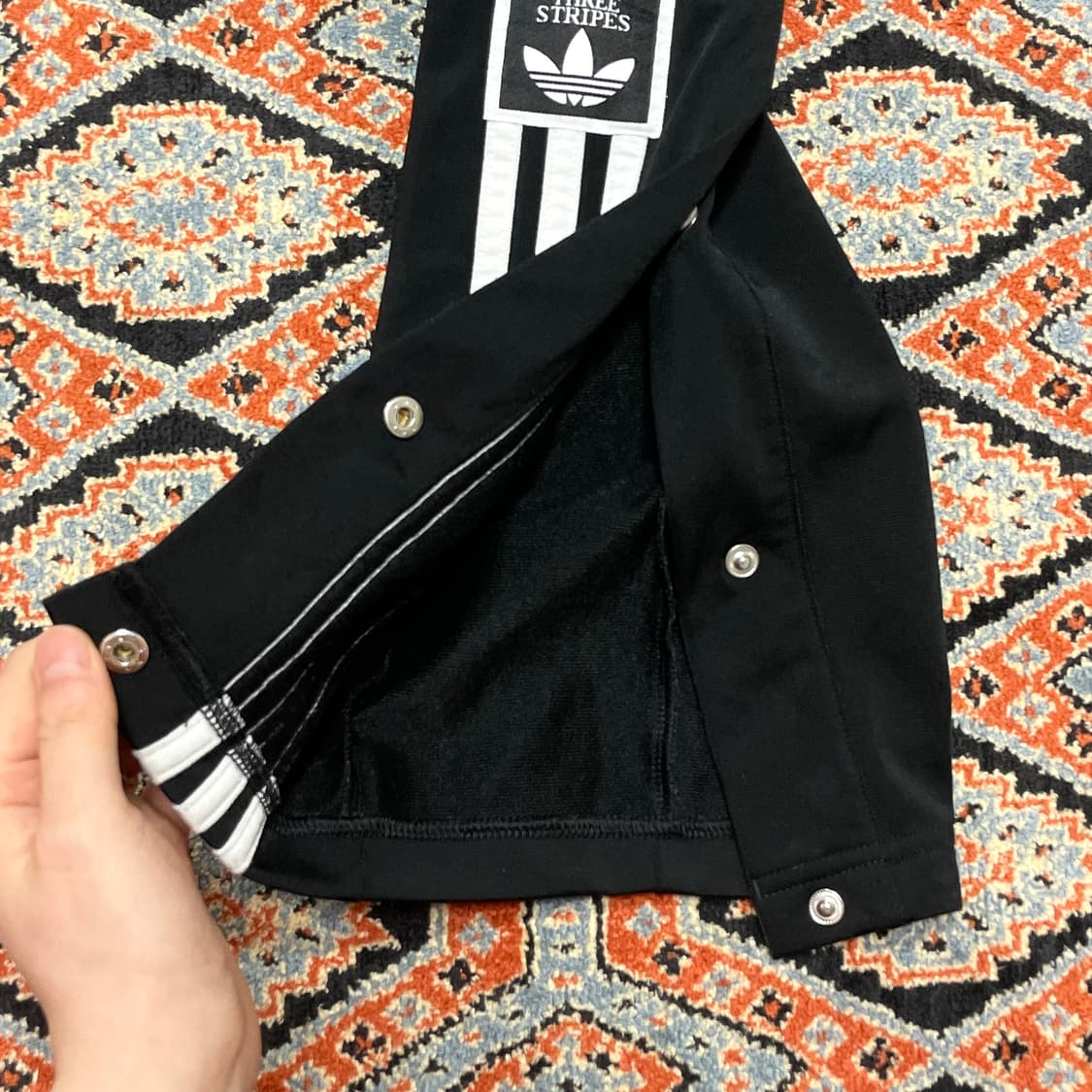 아디다스 삼선 블랙 져지 버튼 트랙팬츠 여성L 상품이미지4