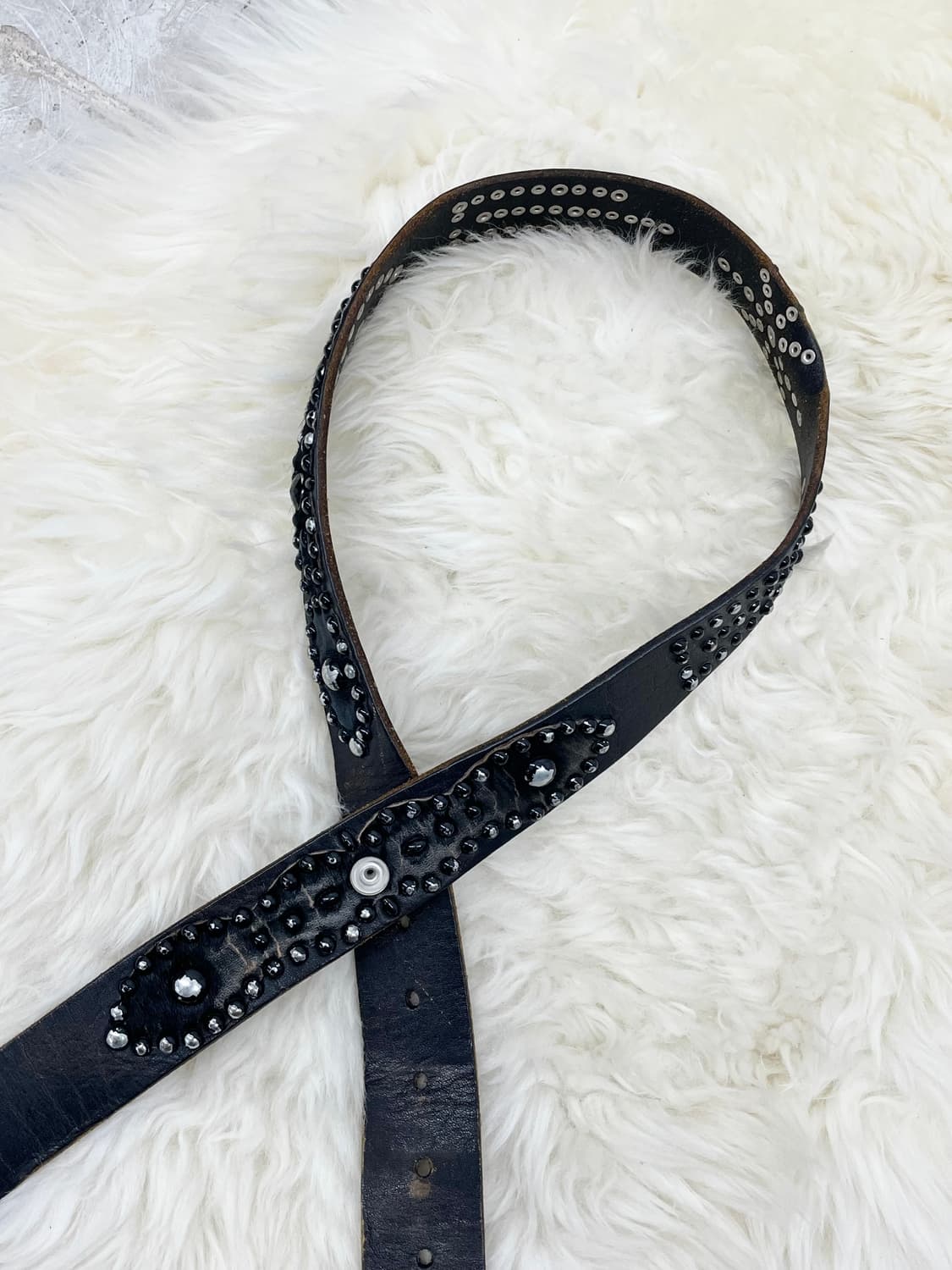 리얼레더 송치 스터드 디테일 버클 벨트 상품이미지7