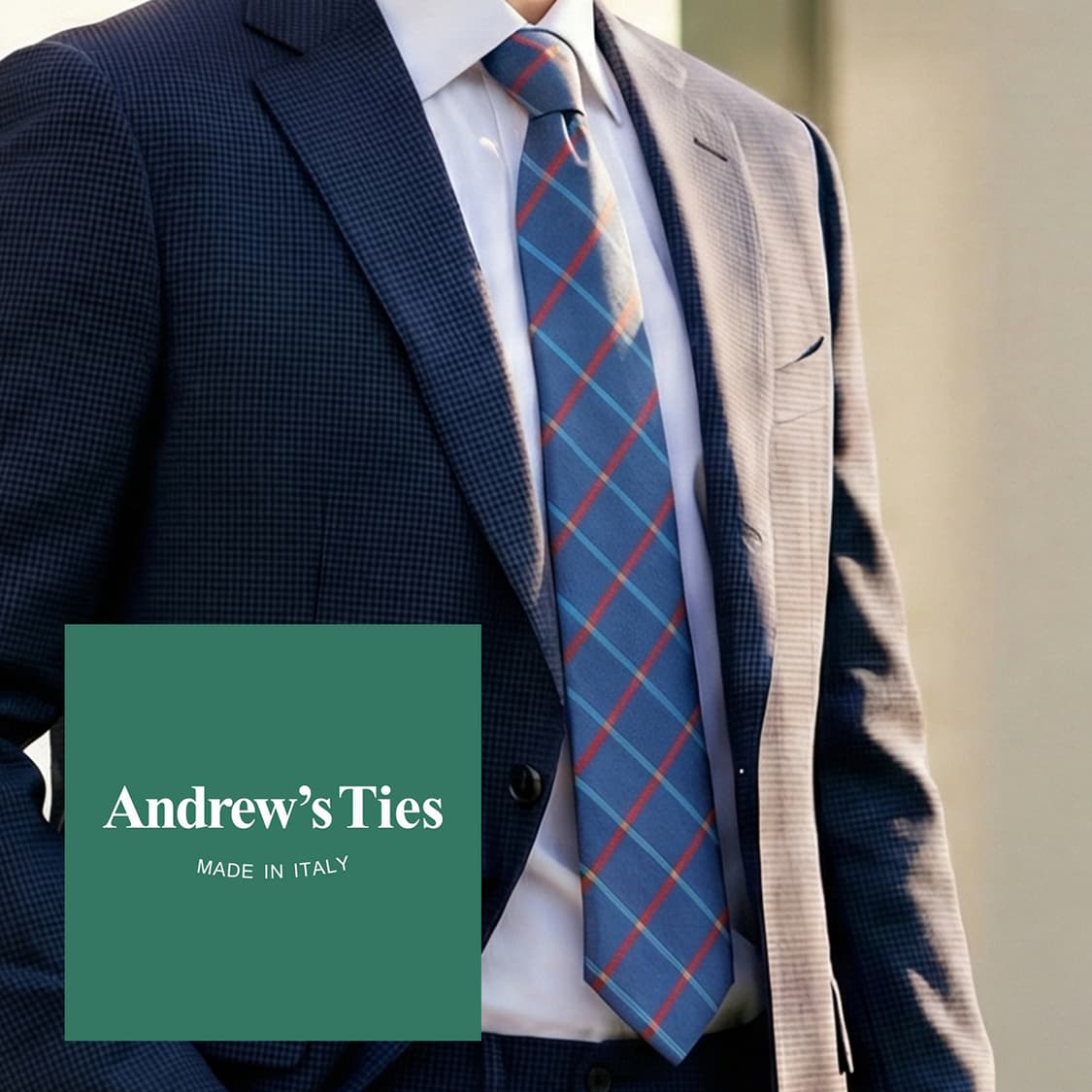앤드류스 타이 실크 블루 체크 넥타이 9.1cm A+등급 K1680
 상품이미지1