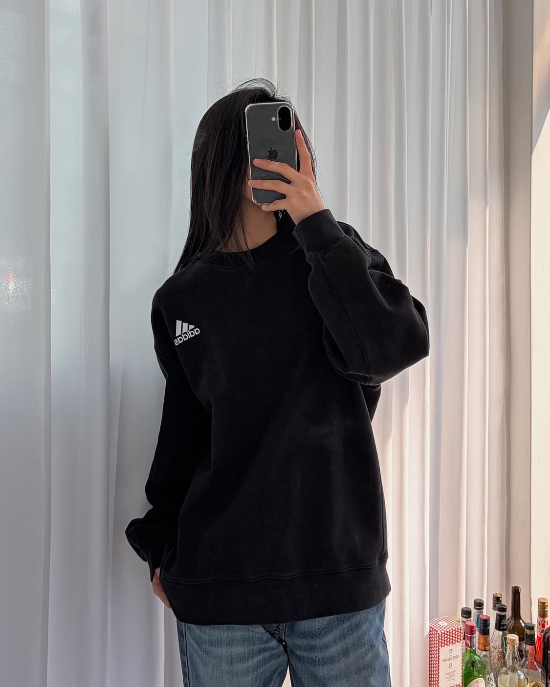 [M]아디다스 에센셜 클래식 블랙 맨투맨  상품이미지1