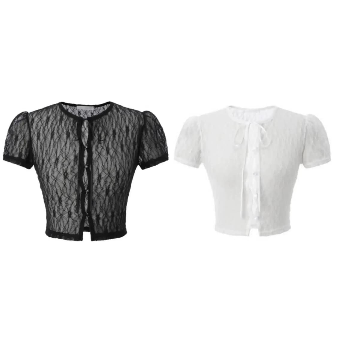 쓰리타임즈 다이애나 가디건 화이트 블랙 일괄 상품이미지1