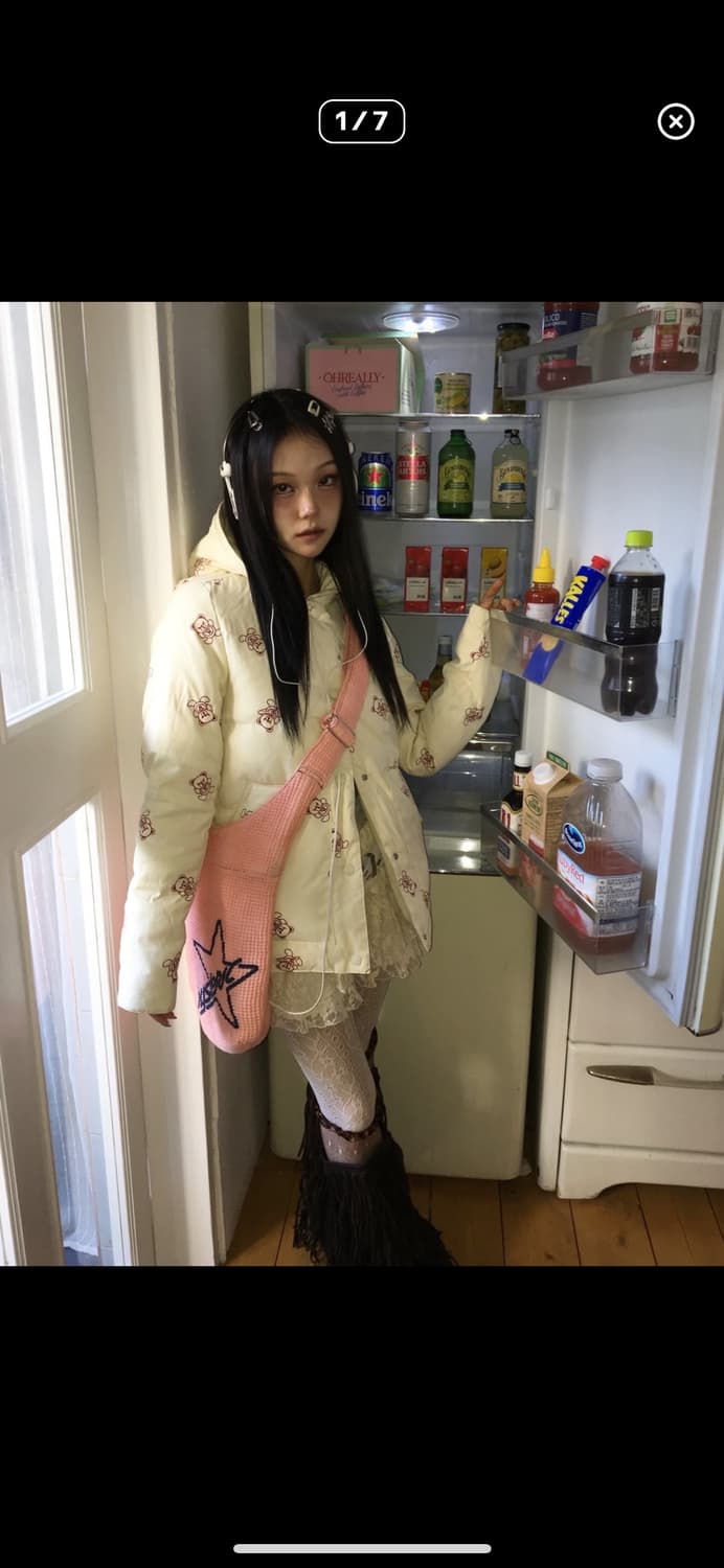 히스테릭글래머 퍽베어 크림핑크 패딩 리버시블 상품이미지5