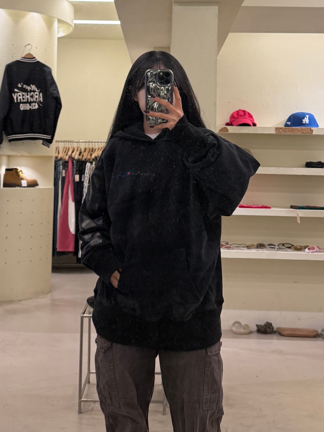 오프화이트 챔피온 후드티 블랙 U1336 상품이미지1