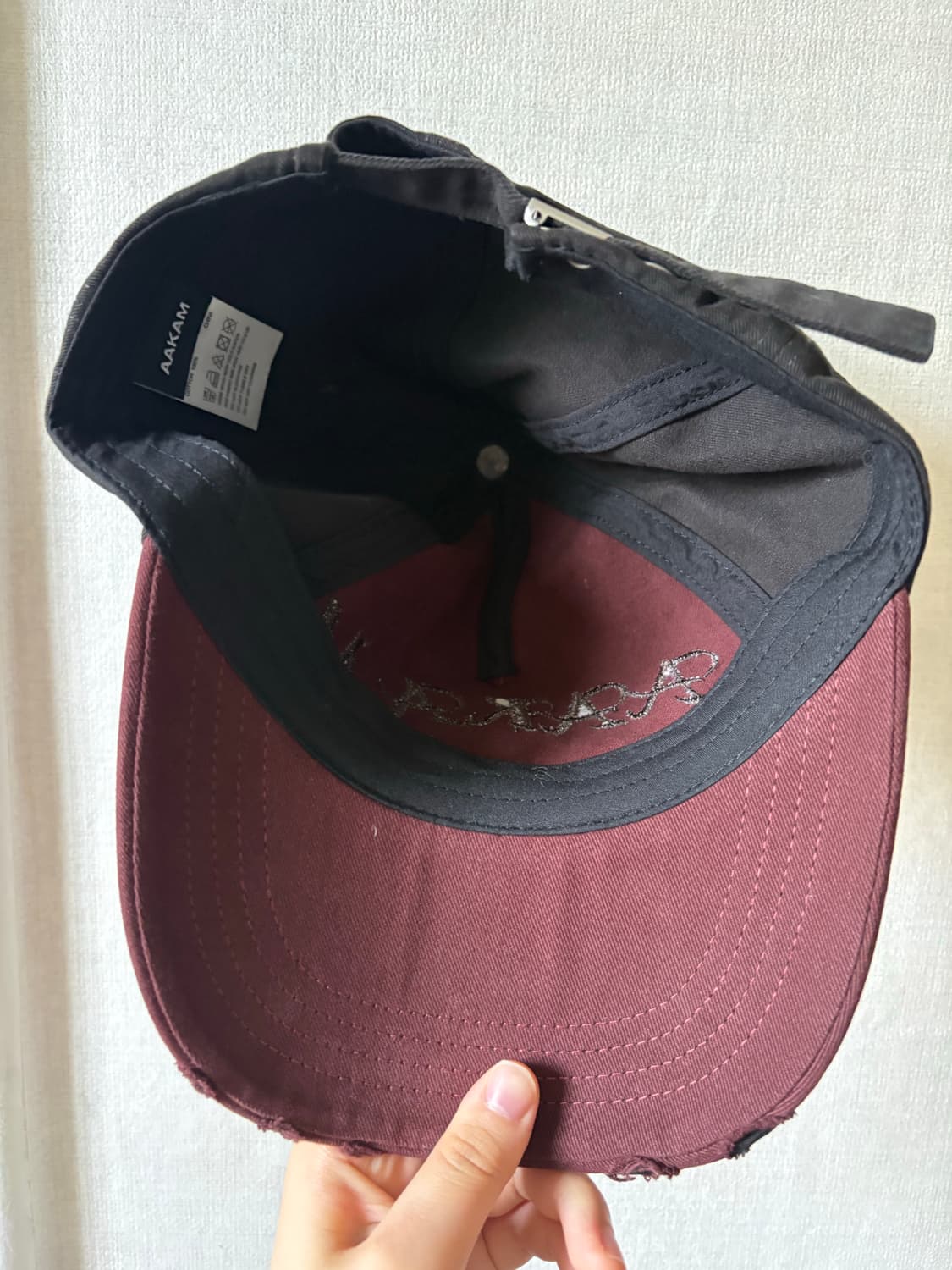 AAkAM Washed Damage Ball Cap (wine)아캄 볼캡 상품이미지2