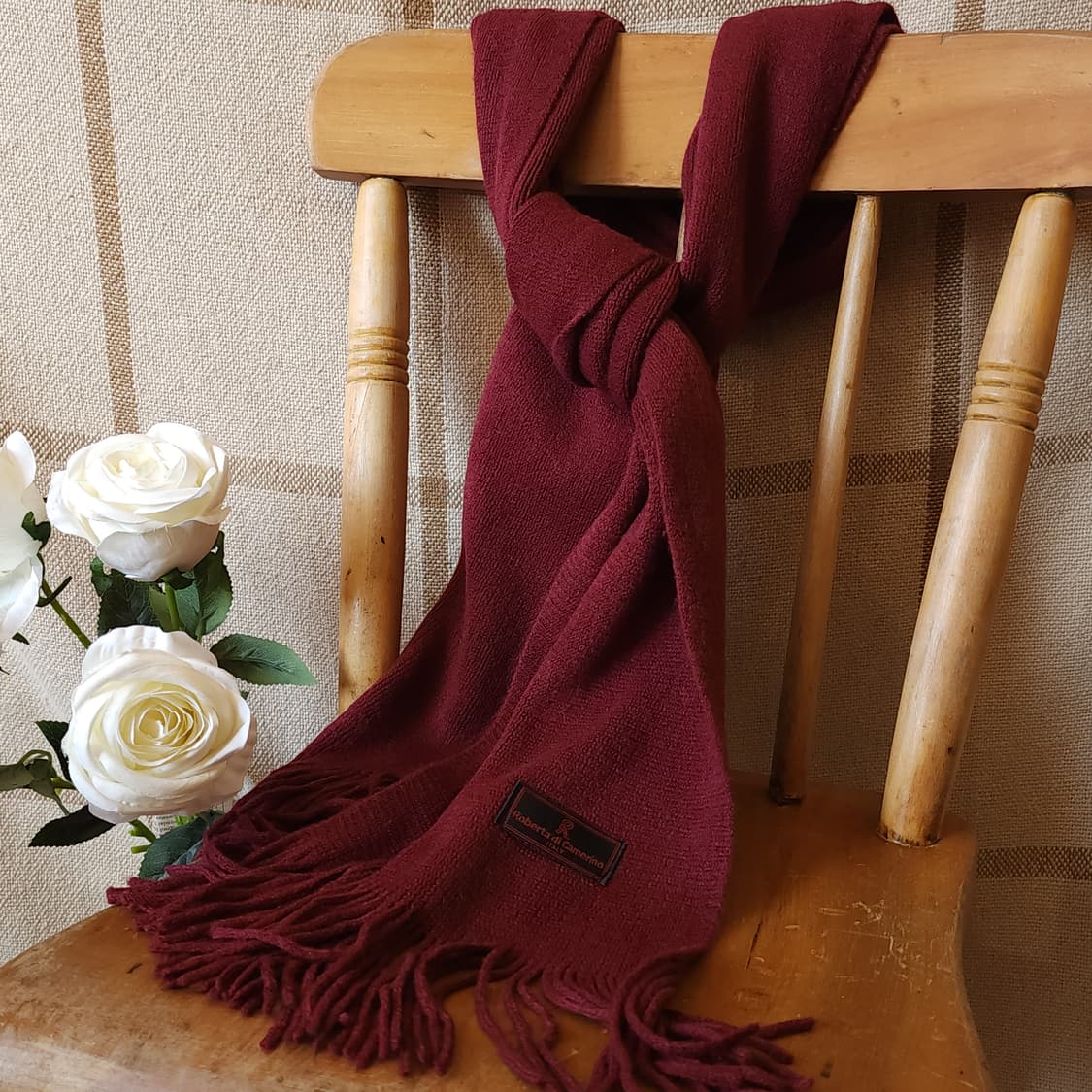 90s 로베르타 디 까메리노 버건디 울 머플러 상품이미지5