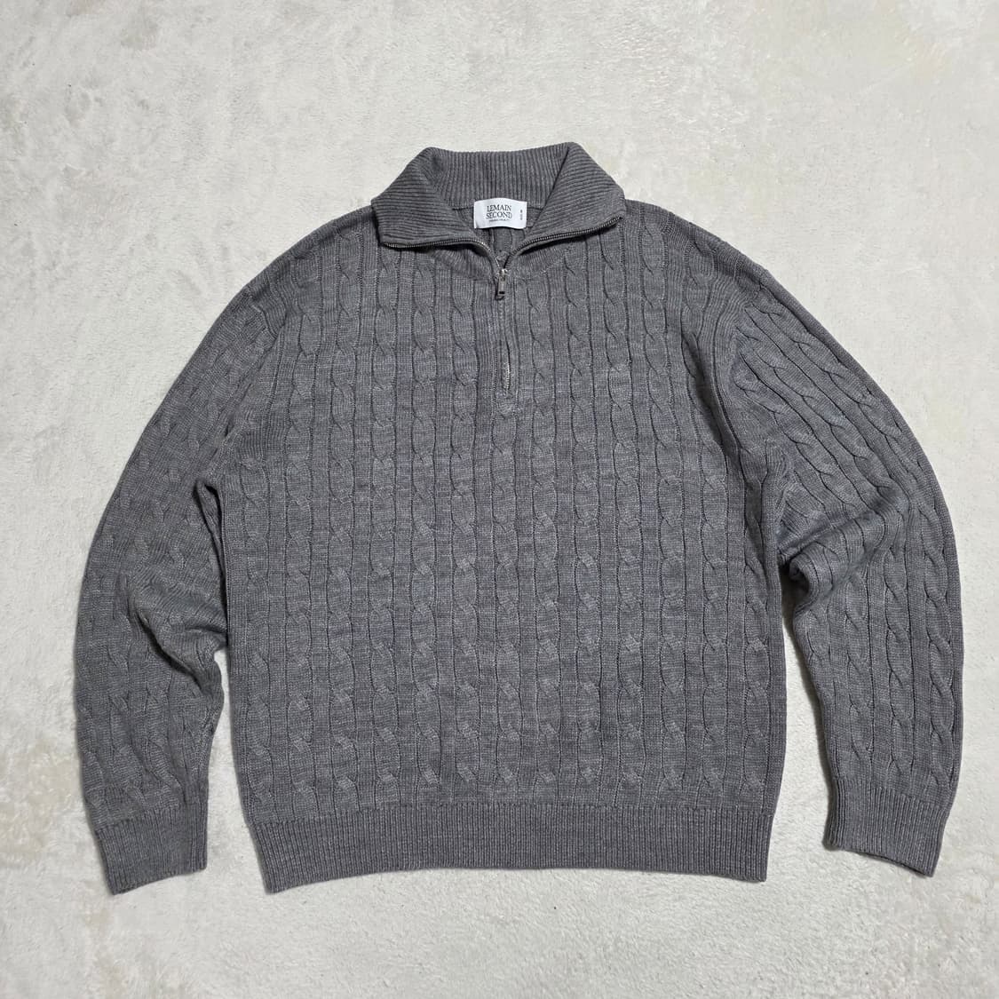 (M)리메인세컨드 하프집업 케이블 니트 상품이미지1