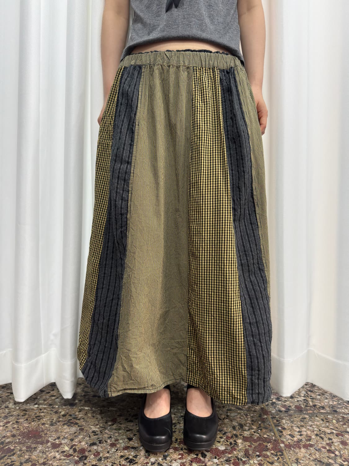 check patch long skirt 상품이미지3