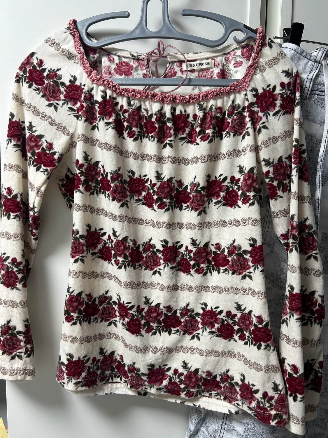 빈티지 로즈 벨벳 스퀘어넥 탑 상품이미지1