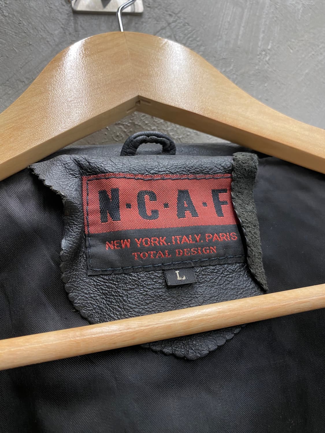 [L] 90s NCAF 빈티지 블랙 리얼레더 라이더 자켓 상품이미지7