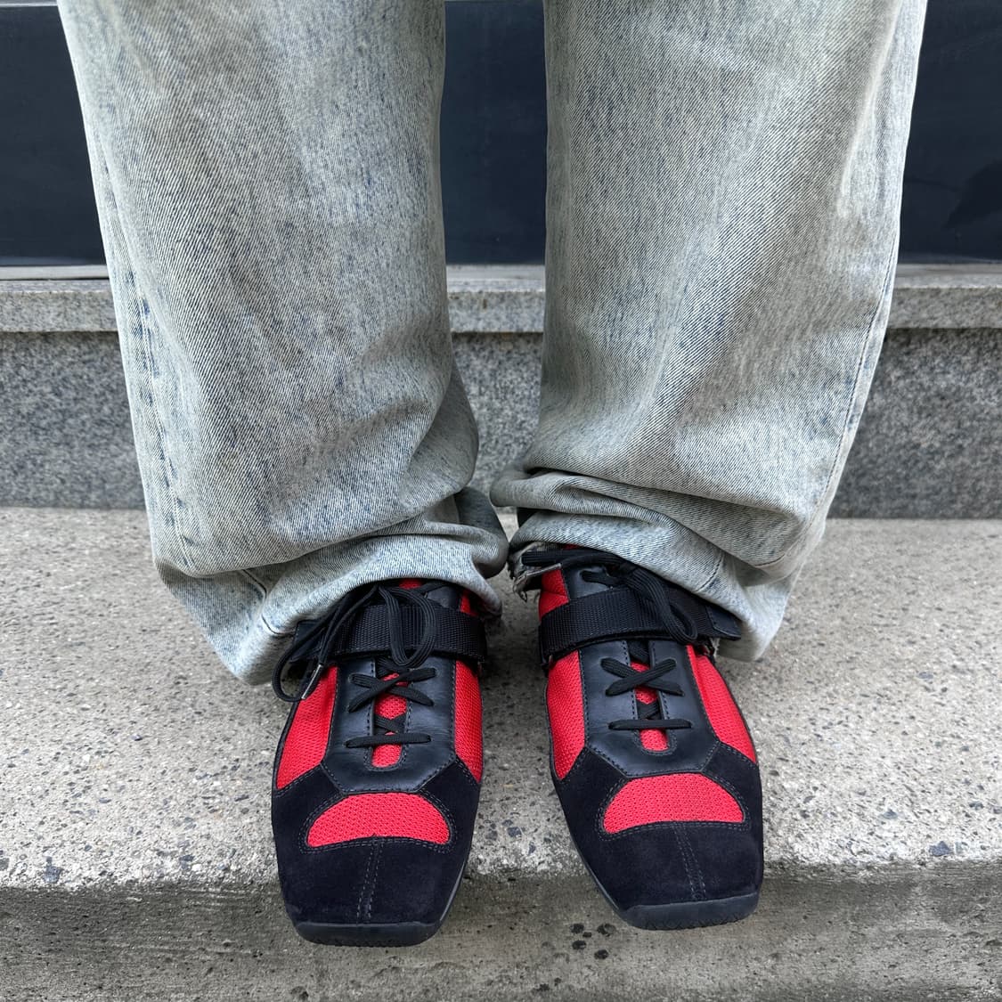 00s 초 레어 프라다 스포츠 벨크로 스퀘어 토 스니커즈 상품이미지8